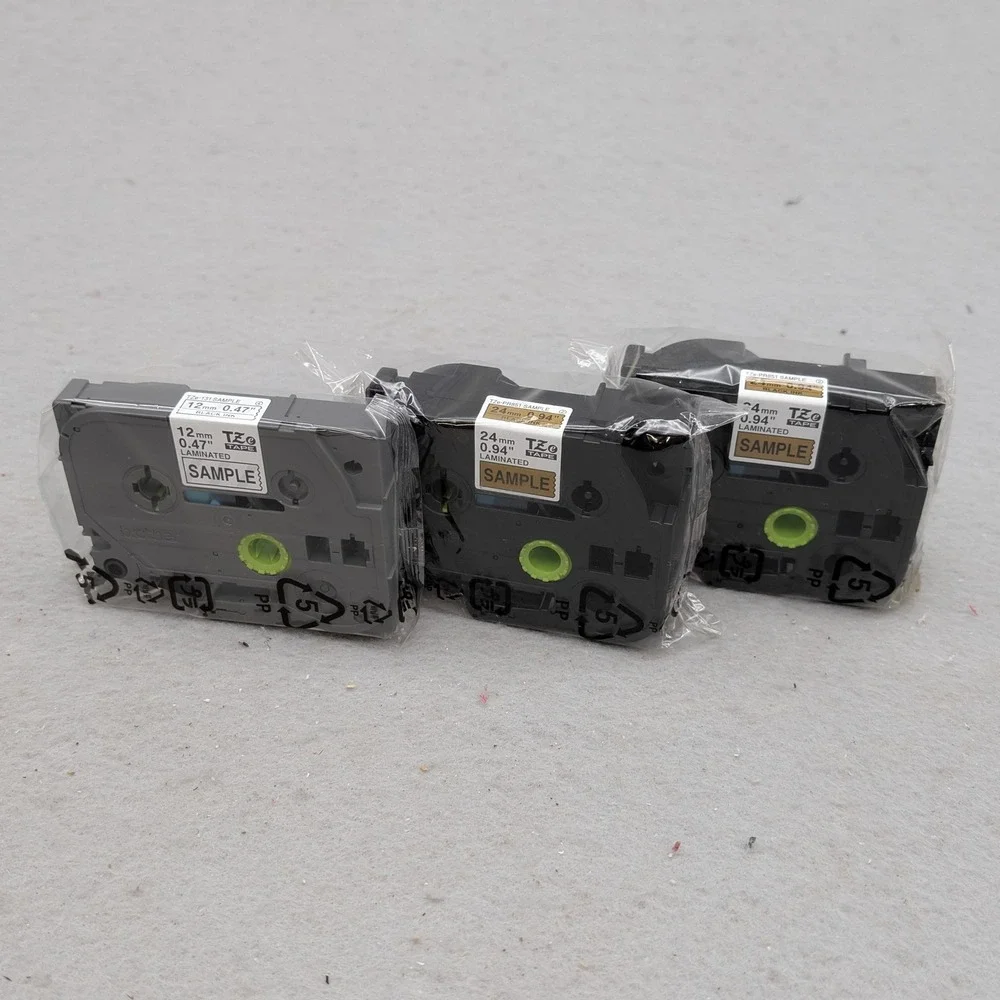 Brother P-Touch TZe Label Tape Lot 12mm Black Clear 24mm Black Gold Laminated